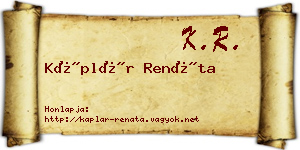 Káplár Renáta névjegykártya